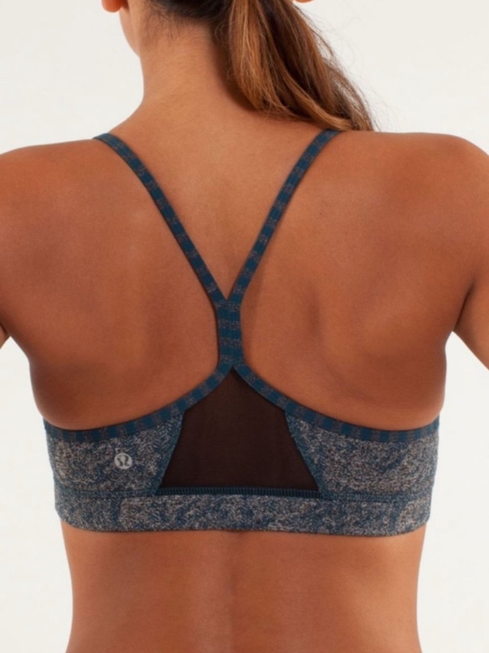 lululemon athletica Teal Heather flow Y Sports Bra